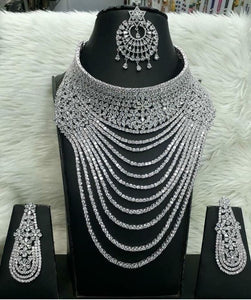 Radiant Sparkle Artificial AD Stone Necklace with Earrings